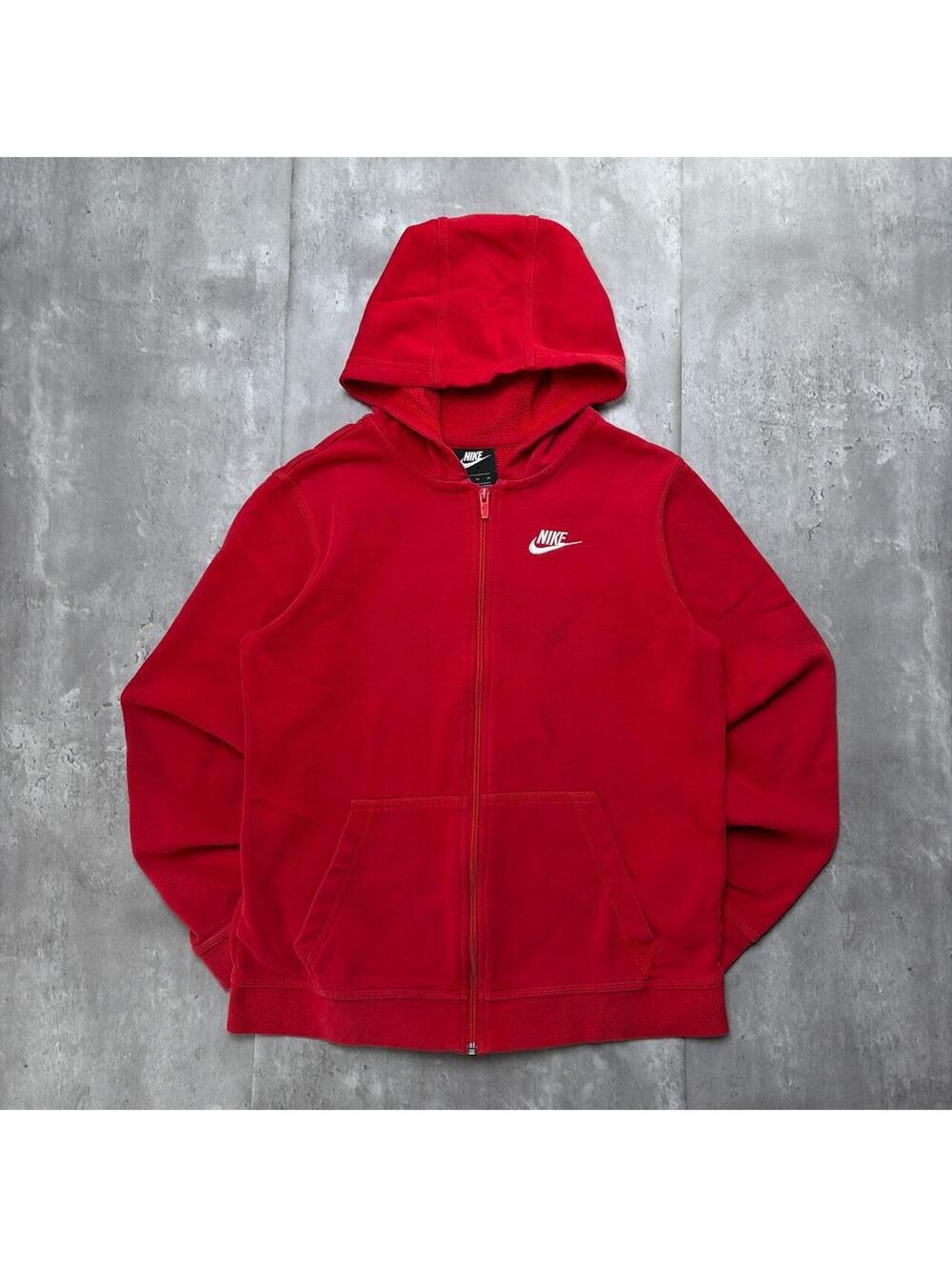 Y2K Red Nike Swoosh Grunge Skater Zip Up Hoodie